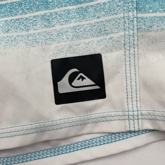 Quiksilver Boardshorts Men’s 34 Swim Trunks Striped Colorblock Poly Stretch - Picture 8 of 11